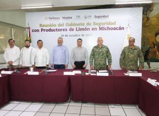 El gabinete de Seguridad, encabezado por García Harfuch, se reúne con autoridades estatales y productores de limón en Michoacán