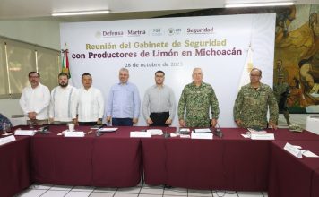 El gabinete de Seguridad, encabezado por García Harfuch, se reúne con autoridades estatales y productores de limón en Michoacán
