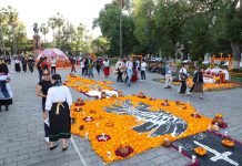 Calzada San Diego, Villalongín y plaza Jardín Morelos, deslumbran con altares y tapetes del Día de Muertos
