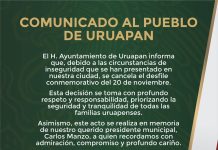 Ayuntamiento cancela desfile del 20 de noviembre en Uruapan