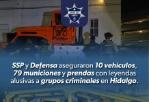 SSP asegura 10 vehículos y cartuchos de alto calibre en Hidalgo