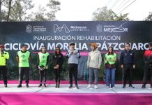 Inaugura Bedolla rehabilitación de 19 km de ciclovía tenencia Morelos-Tiripetío