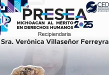 A Verónica Villaseñor Presea Michoacán al Mérito en Derechos Humanos 2025